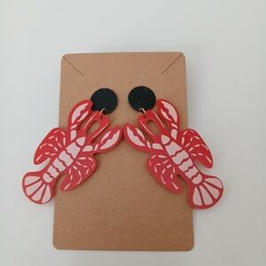 Fashion Jewelry Red Lobster Earrings
